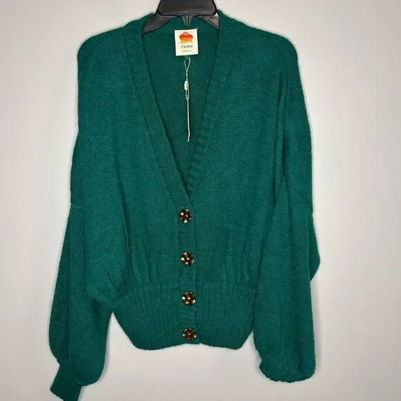 Farm Rio Emerald Bubble Knit Cardigan NWT - Picture 5 of 12